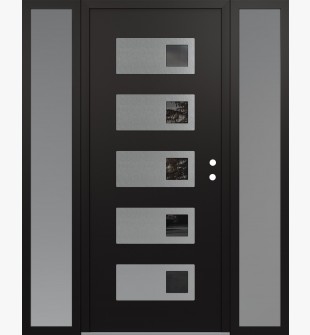 Diamond D2 68" x 80" black/black Mirrored Glass Panel stainless steel LHI with 2 Sidelites frosted Glass