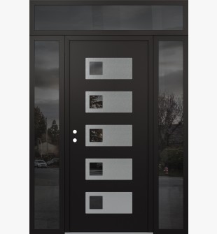 Diamond D2 64" x 96" black/black Mirrored Glass Panel stainless steel RHI with 2 Sidelites and Transom Mirrored Glass