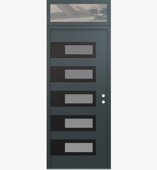 Diamond D3 36" x 96" anthracite/anthracite Frosted Glass Panel black LHI with Transom clear Glass