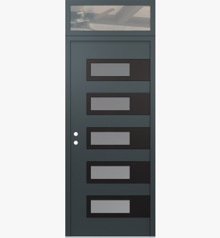 Diamond D3 36" x 96" anthracite/anthracite frosted Glass Panel black RHI with Transom clear Glass