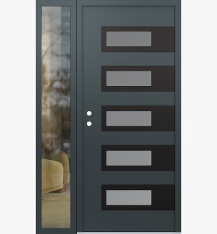 Diamond D3 48" x 80" anthracite/anthracite frosted Glass Panel black RHI with Sidelite clear Glass