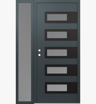 Diamond D3 52" x 80" anthracite/anthracite frosted Glass Panel black RHI with Sidelite frosted Glass