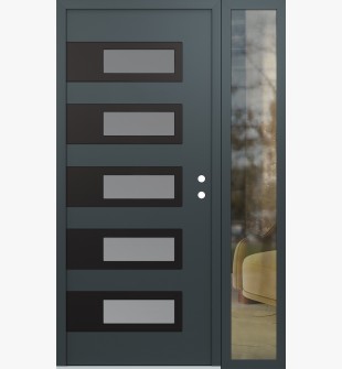 Diamond D3 52" x 80" anthracite/anthracite Frosted Glass Panel black LHI with Sidelite clear Glass