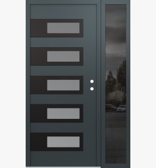 Diamond D3 52" x 80" anthracite/anthracite frosted Glass Panel black LHI with Sidelite mirrored Glass