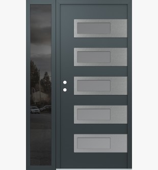 Diamond D3 50" x 80" anthracite/anthracite Frosted Glass Panel stainless steel RHI with Sidelite Mirrored Glass