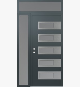 Diamond D3 52" x 96" anthracite/anthracite frosted Glass Panel stainless steel RHI with Sidelite and Transom frosted Glass