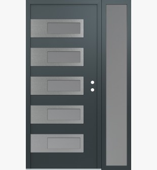 Diamond D3 52" x 80" anthracite/anthracite frosted Glass Panel stainless steel LHI with Sidelite frosted Glass