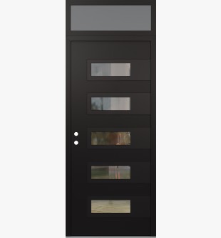 Diamond D3 36" x 96" black/black Clear Glass Panel black RHI with Transom frosted Glass