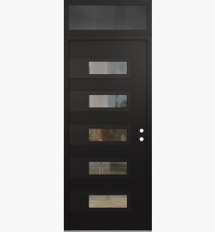 Diamond D3 36" x 96" black/black Clear Glass Panel black LHI with Transom Mirrored Glass