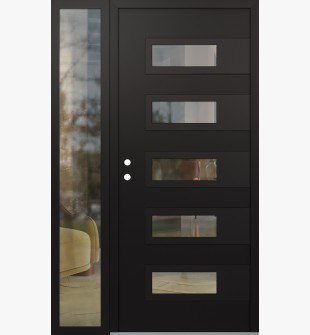 Diamond D3 52" x 80" black/black Clear Glass Panel black RHI with Sidelite Clear Glass