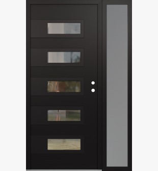 Diamond D3 48" x 80" black/black Clear Glass Panel black LHI with Sidelite frosted Glass