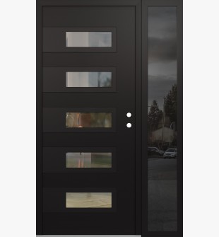 Diamond D3 50" x 80" black/black Clear Glass Panel black LHI with Sidelite Mirrored Glass