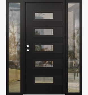 Diamond D3 60" x 80" black/black Clear Glass Panel black RHI with 2 Sidelites Clear Glass