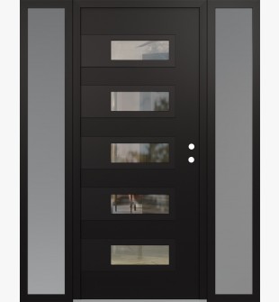 Diamond D3 64" x 80" black/black clear Glass Panel black LHI with 2 Sidelites frosted Glass