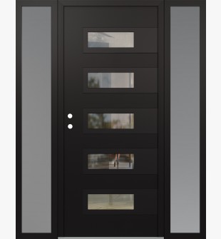 Diamond D3 60" x 80" black/black Clear Glass Panel black RHI with 2 Sidelites frosted Glass