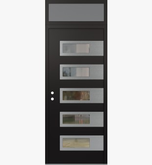 Diamond D3 36" x 96" black/black clear Glass Panel stainless steel RHI with Transom frosted Glass