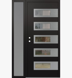 Diamond D3 52" x 80" black/black Clear Glass Panel Stainless steel RHI with Sidelite frosted Glass