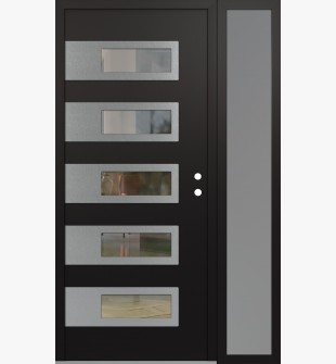 Diamond D3 52" x 80" black/black clear Glass Panel stainless steel LHI with Sidelite frosted Glass