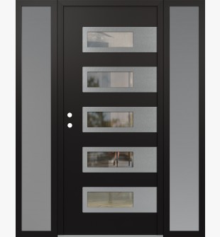 Diamond D3 60" x 80" black/black Clear Glass Panel Stainless steel RHI with 2 Sidelites frosted Glass