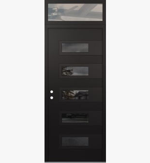 Diamond D3 36" x 96" black/black Mirrored Glass Panel black RHI with Transom clear Glass