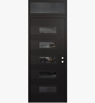 Diamond D3 36" x 96" black/black Mirrored Glass Panel black LHI with Transom Mirrored Glass