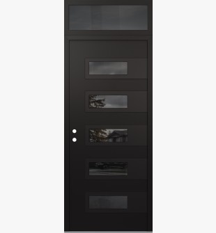 Diamond D3 36" x 96" black/black Mirrored Glass Panel black RHI with Transom Mirrored Glass