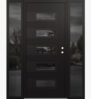 Diamond D3 64" x 80" black/black Mirrored Glass Panel black LHI with 2 Sidelites Mirrored Glass