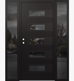 Diamond D3 64" x 80" black/black Mirrored Glass Panel black RHI with 2 Sidelites Mirrored Glass