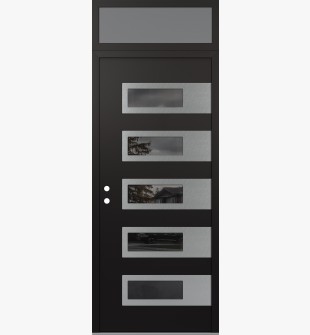 Diamond D3 36" x 96" black/black Mirrored Glass Panel stainless steel RHI with Transom frosted Glass