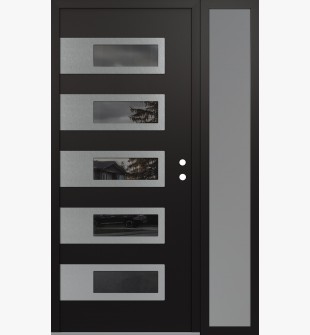 Diamond D3 50" x 80" black/black Mirrored Glass Panel stainless steel LHI with Sidelite frosted Glass