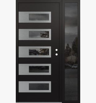 Diamond D3 48" x 80" black/black Mirrored Glass Panel stainless steel LHI with Sidelite Mirrored Glass