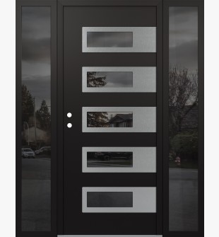 Diamond D3 68" x 80" black/black Mirrored Glass Panel stainless steel RHI with 2 Sidelites Mirrored Glass