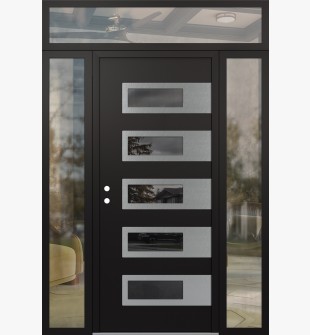 Diamond D3 60" x 96" black/black mirrored Glass Panel stainless steel RHI with 2 Sidelites and Transom clear Glass