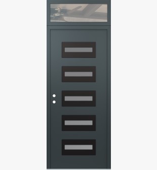 Diamond D4 36" x 96" anthracite/anthracite frosted Glass Panel black RHI with Transom clear Glass