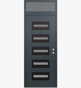 Diamond D4 36" x 96" anthracite/anthracite frosted Glass Panel black LHI with Transom frosted Glass