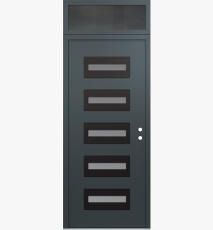 Diamond D4 36" x 96" anthracite/anthracite frosted Glass Panel black LHI with Transom mirrored Glass