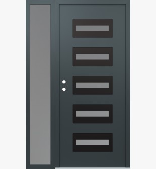 Diamond D4 52" x 80" anthracite/anthracite frosted Glass Panel black RHI with Sidelite frosted Glass