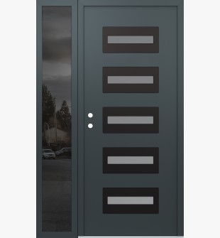 Diamond D4 52" x 80" anthracite/anthracite frosted Glass Panel black RHI with Sidelite mirrored Glass