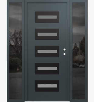 Diamond D4 64" x 80" anthracite/anthracite Frosted Glass Panel black LHI with 2 Sidelites Mirrored Glass