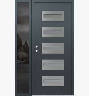 Diamond D4 52" x 80" anthracite/anthracite Frosted Glass Panel stainless steel RHI with Sidelite Mirrored Glass