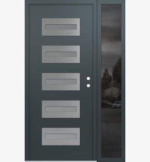 Diamond D4 50" x 80" anthracite/anthracite Frosted Glass Panel stainless steel LHI with Sidelite Mirrored Glass