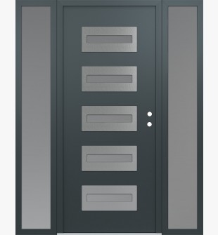 Diamond D4 68" x 80" anthracite/anthracite Frosted Glass Panel stainless steel LHI with 2 Sidelites Frosted Glass