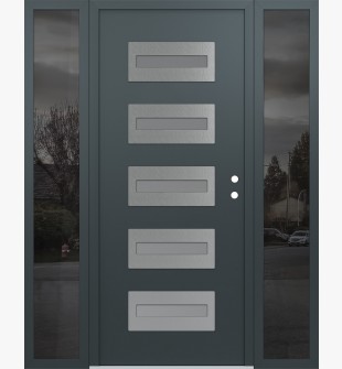 Diamond D4 68" x 80" anthracite/anthracite frosted Glass Panel stainless steel LHI with 2 Sidelites mirrored Glass