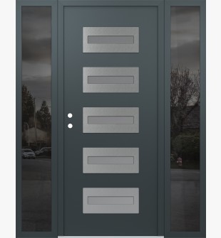 Diamond D4 60" x 80" anthracite/anthracite Frosted Glass Panel stainless steel RHI with 2 Sidelites Mirrored Glass