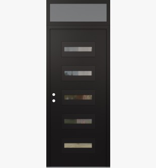 Diamond D4 36" x 96" black/black Clear Glass Panel black RHI with Transom frosted Glass