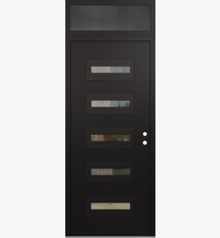 Diamond D4 36" x 96" black/black Clear Glass Panel black LHI with Transom Mirrored Glass