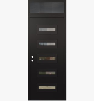 Diamond D4 36" x 96" black/black Clear Glass Panel black RHI with Transom Mirrored Glass