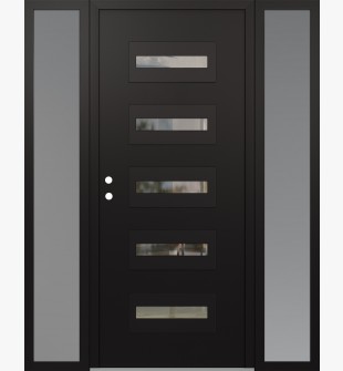 Diamond D4 64" x 80" black/black Clear Glass Panel black RHI with 2 Sidelites frosted Glass