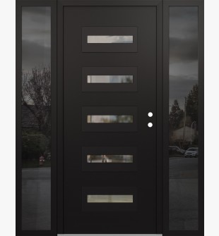 Diamond D4 60" x 80" black/black clear Glass Panel black LHI with 2 Sidelites mirrored Glass
