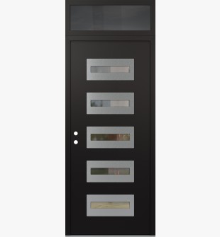 Diamond D4 36" x 96" black/black clear Glass Panel stainless steel RHI with Transom mirrored Glass